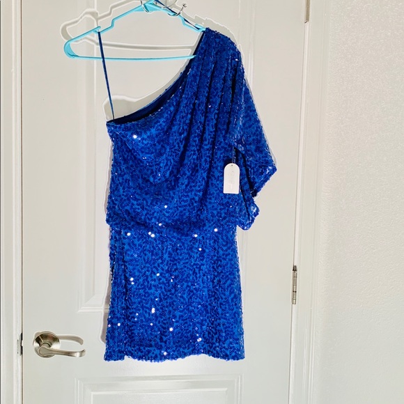 BLUE SEQUINED JESSICA SIMPSON DRESS - Picture 3 of 9